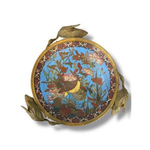Alzata in Bronzo Con Centro in Cloisonné - Giappone Inizio XX Secolo